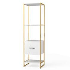 Northix 5-slojna polica za knjige s ladicom, metalni okvir, bijela