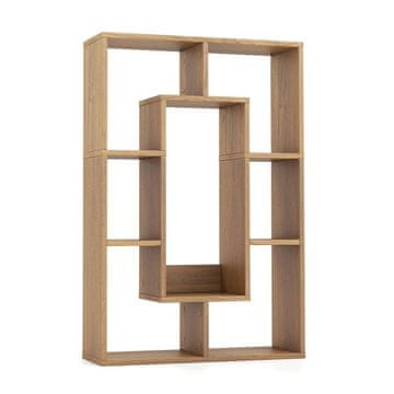 Northix Moderna geometrijska polica za knjige – 7 pretinaca, prirodna