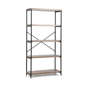 Northix Uredska polica za knjige 5 razina s metalnim okvirom, industrijski dizajn – samostojeća polica, siva 79x35x159,5 cm