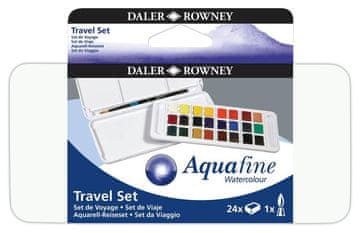 Daler Rowney AQUAFINE akvarelne boje – Travel Set, 24× 1/2 tabletice + kist