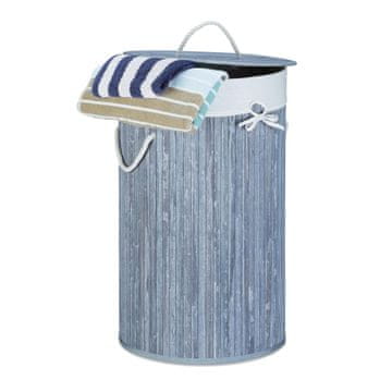 Northix Okrogla košara za perilo iz bambusa s pokrovom in ročaji