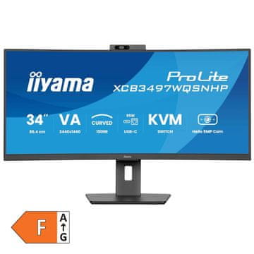 iiyama ProLite XCB3497WQSNPH-B1 86,7cm (34") UWQHD VA 120Hz HDMI/DP/USB-C/RJ-45 kamera zvučnici zakrivljeni monitor