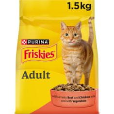 Friskies Adult suha hrana za mačke, govedina, piščanec in zelenjava, 4x1,5kg