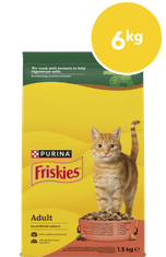Friskies Adult suha hrana za mačke, govedina, piščanec in zelenjava, 4x1,5kg