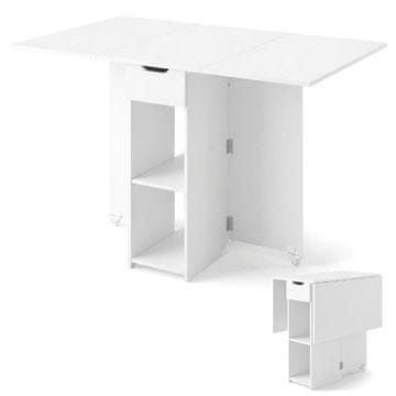 Northix Sklopivi blagovaonski stol 120 cm drvo bijeli s ladicom