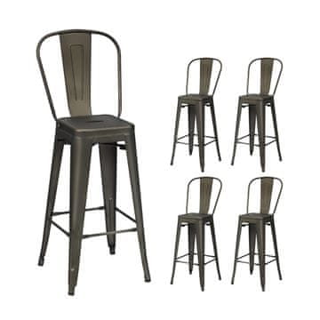 Northix Set 4 kovinskih barskih stolov odstranljivo naslonjalo