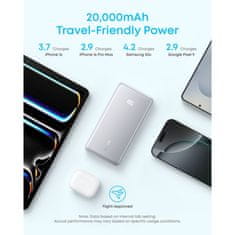 Anker Zolo Powerbank 20000 mAh, 22,5W z vgrajenim USB-C kablom, bel