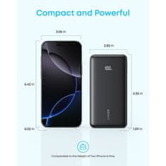 Anker Zolo Powerbank 20000 mAh, 22,5W z vgrajenim USB-C kablom, bel