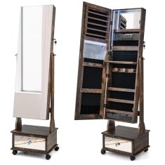 Northix Ormarić za nakit s 3 ogledala 42x35x159 cm MDF LED