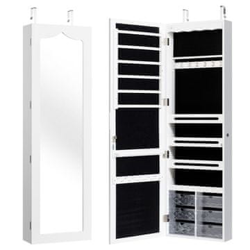 Northix Viseći ormarić za nakit s LED rasvjetom 36,5x11,5x120 cm bijeli