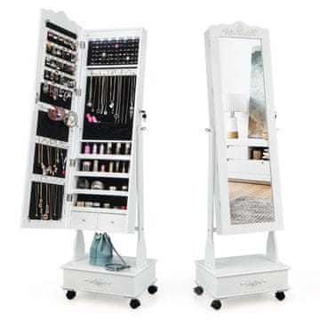 Northix Ormarić za nakit s ogledalom 45x35x157 cm MDF LED