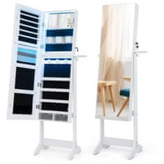 Northix LED ormarić za nakit s ogledalom 3 boje 41x37x156 cm bijeli