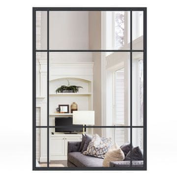 Northix Pravokutno zidno ogledalo s metalnim okvirom, 100 x 70 cm, crno