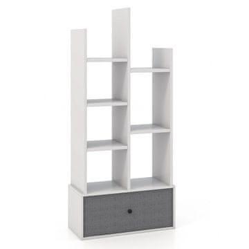 Northix Otvorena polica za knjige 7 razina s ladicom 53x24x118 cm bijela