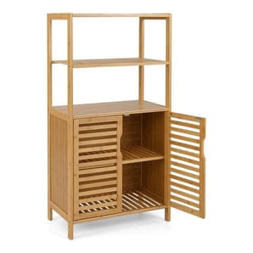 Northix Bambusova polica za knjige s vratima 4 razine 60x33x116 cm