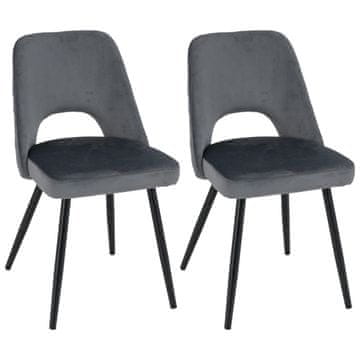 Northix Set 2 jedilnih stolov sivo oblazinjenje kovinski okvir 150 kg