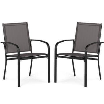 Northix Set 2 zložljivih vrtnih stolov siva zračna tkanina kovinski okvir