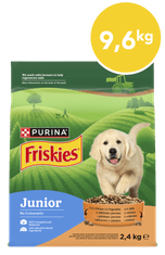 Friskies Junior suha hrana za štence, piletina i povrće, 4 x 2,4 kg