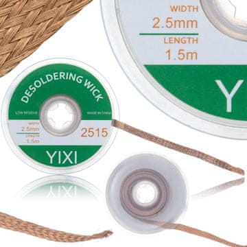 Rosfix 2,5 MM X 1,5 m Traka Za Uklanjanje Lema – Bakrena Pletenica S Topnikom | 2,5 MM, 1,5 m, Visoka Preciznost