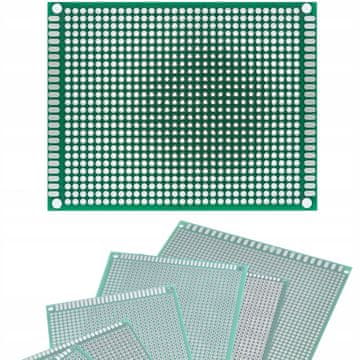 Rosfix Univerzalna Prototipna Tiskana Ploča – Dvostrana, Za Tht, Raster 2,54 MM | 70 X 90 MM, Zelena, 4 Montažna Otvora