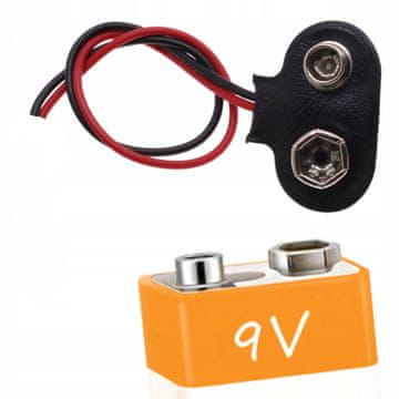 Rosfix Konektor Adapter – Priključak Za Bateriju 9V Dc | Kopča 6Lr61/6F22, Kabel 15 CM, Labavi Vodovi