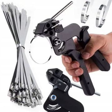 Rosfix Set Fixtool Clampset 12 – Kliješta Za Prešanje S Rezačem I 100 Nehrđajućih Čeličnih Stezaljki Do 12 MM | Za Radionicu I Instalacije