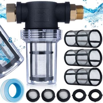 OEM Filter Vode 3/4" F–3/4"m – Metalno Sito 40 Mikrona | 10 BAR, 60°C, 3 Sitka, Gumena Brtva
