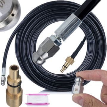 Rosfix Cijev Za Kanalizaciju 20 m S Zamjenjivom Mlaznicom Lavor Novi Tip | 200 BAR, 60°C, Navoj 1/4", Zamjenski Dio Za Visokotlačni Perač Lavor