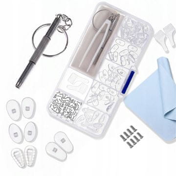 Rosfix Okularfix Maxkit – Set Za Popravak Naočala | 35 Parova Silikonskih Nosova, 60 Vijaka, Pinceta, Odvijač, Mikrokrpa, Organizer