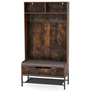 Northix Samostoječi garderobni stojalo s klopjo za čevlje 170 cm rjava