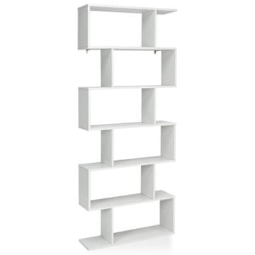 Northix Samostojeća polica za knjige 6 razina u obliku slova S bijela iverica