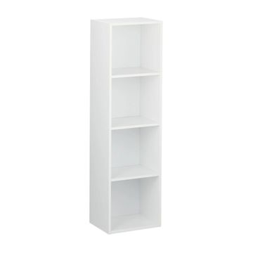 Northix Polica za knjige samostojeća 4 pretinca bijela drvena moderna