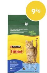 Friskies Sterilised suha hrana za mačke, losos i povrće, 6 x 1,5 kg