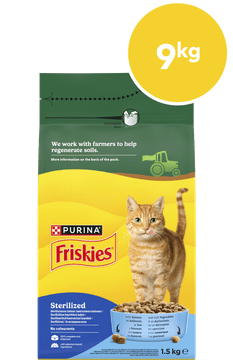 Friskies Sterilised suha hrana za mačke, losos i povrće, 6 x 1,5 kg