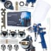 Hvlp Pištolj Za Lakiranje – Srebrni, 4 Mlaznice 1,4/1,7/2,0/2,5 MM | 600 ML, 170–300 l/Min, 3–4 BAR, Mesing/Aluminij