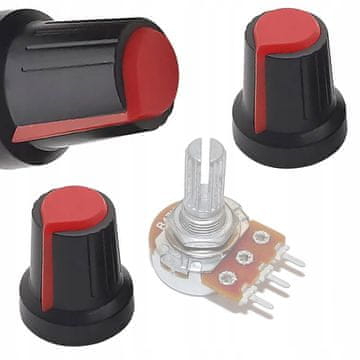 Rosfix Gumb Potenciometra 2X – Crvena, Os 6MM | Dimenzije 15X17MM, Plastika Otporna Na Oštećenja