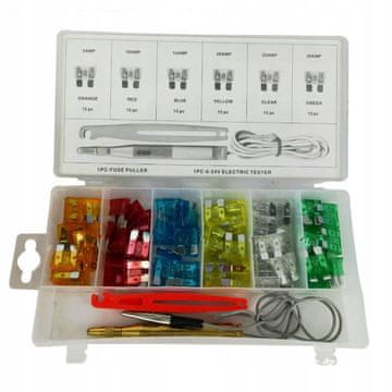 Rosfix Set Aluminijskih Osigurača 5A-30A – 93 Dijelova | Tester Napona, Hvataljka, Plastična Kutija