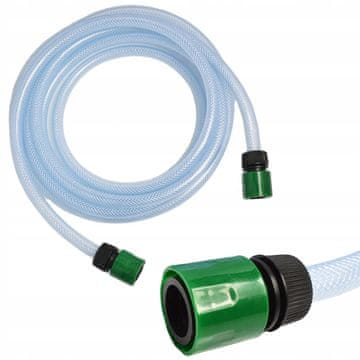 Rosfix Usisna Cijev 5 m 1/2" – Prozirni Ojačani PVC, 21 BAR | 2 Brza Spojnica, Unutarnji Promjer 13 MM