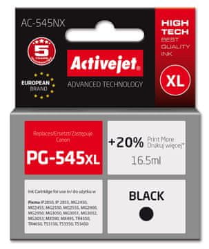 ActiveJet Zamjenska tinta Activejet AC-545NX za Canon PG-545XL, Supreme, 16.5ml, crna