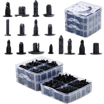 Rosfix Set Auto Spajalica 620 Kom – Različite Veličine | Nylon, Crna Boja, Plastična Kutija