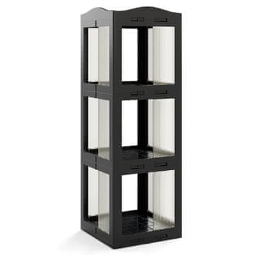 Northix Rotirajuća kutna polica za knjige s 3 razine – štedljiva i praktična, crna