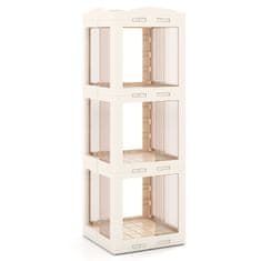 Northix 360° rotirajuća sklopiva polica za knjige 3 razine bijela 36x36x108cm