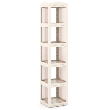 Northix 360° rotirajuća sklopiva polica za knjige 3 razine prozirna 36x36x174cm