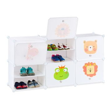 Northix Stalak za cipele za djecu s motivima životinja – 12 polica