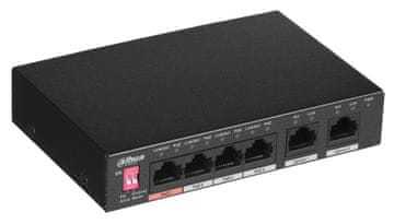 Switch Dahua PFS3006-4ET-60-V2 mrežni prekidač, 4-portni PoE, 60W, crni