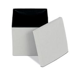 Autronic Tabure Stool with storage, cream corduroy fabric (TAB-471 CRM6)