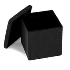 Autronic Tabure Stool with storage space, black corduroy fabric (TAB-471 BK6)