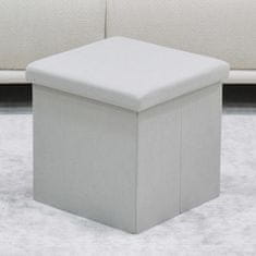 Autronic Tabure Stool with storage, cream corduroy fabric (TAB-471 CRM6)