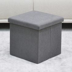 Autronic Tabure Stool with storage space, gray corduroy fabric (TAB-471 GREY6)