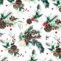 Autronic Stolnjak Tablecloth - pine needles, cones and berries, 100% polyester, 130 x 160 cm (UBR119-4)